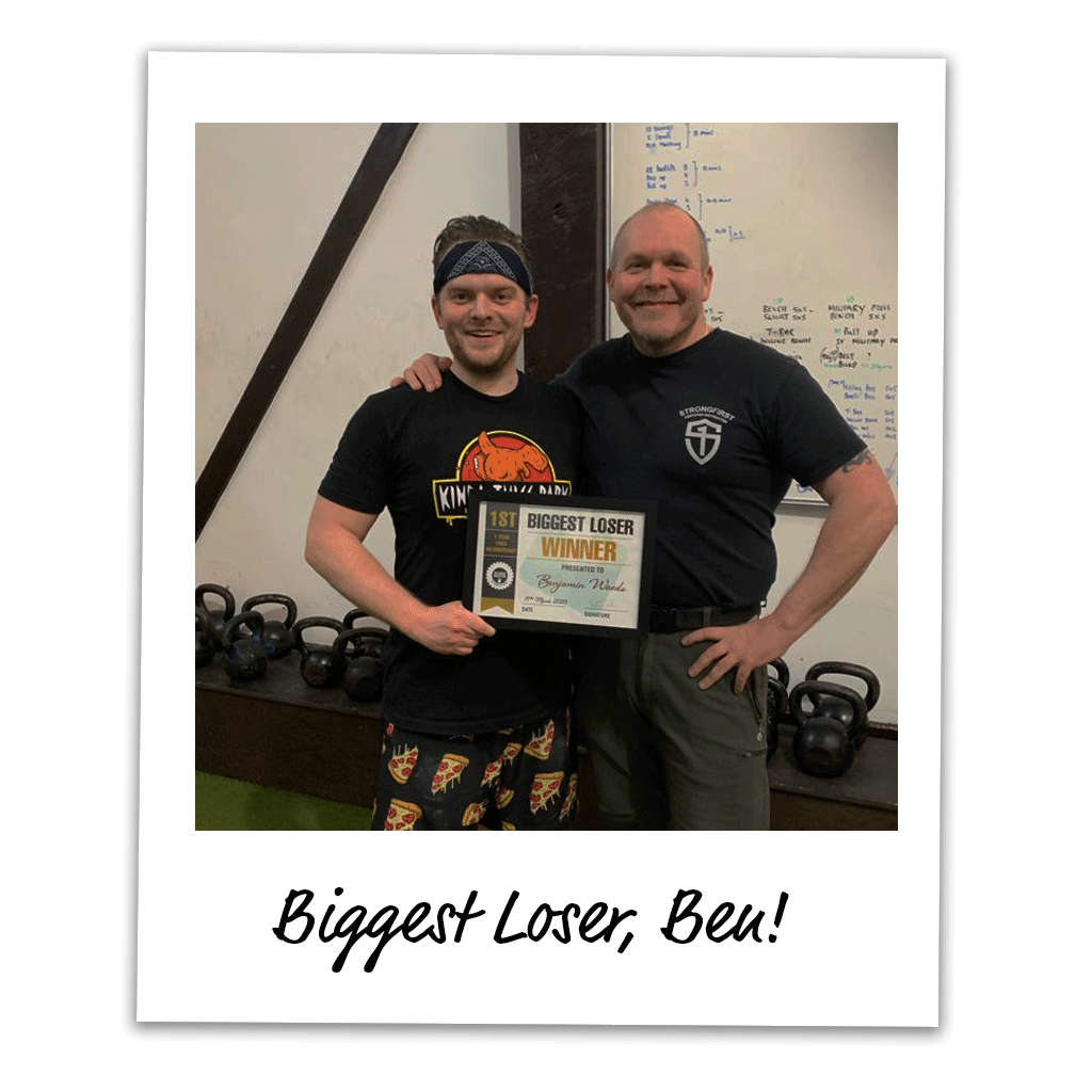 Ben receiving his Biggest Loser Winner Certificate, and a year's free gym membership!